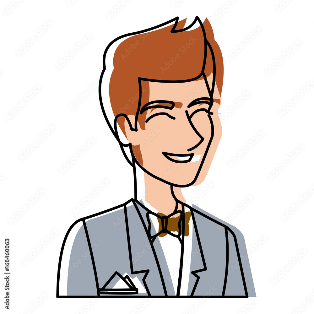 portrait happy groom in a wedding suit laughing vector illustration portrait happy groom in a wedding suit laughing vector illustration