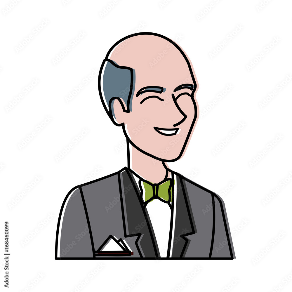 portrait happy groom in a wedding suit laughing vector illustration