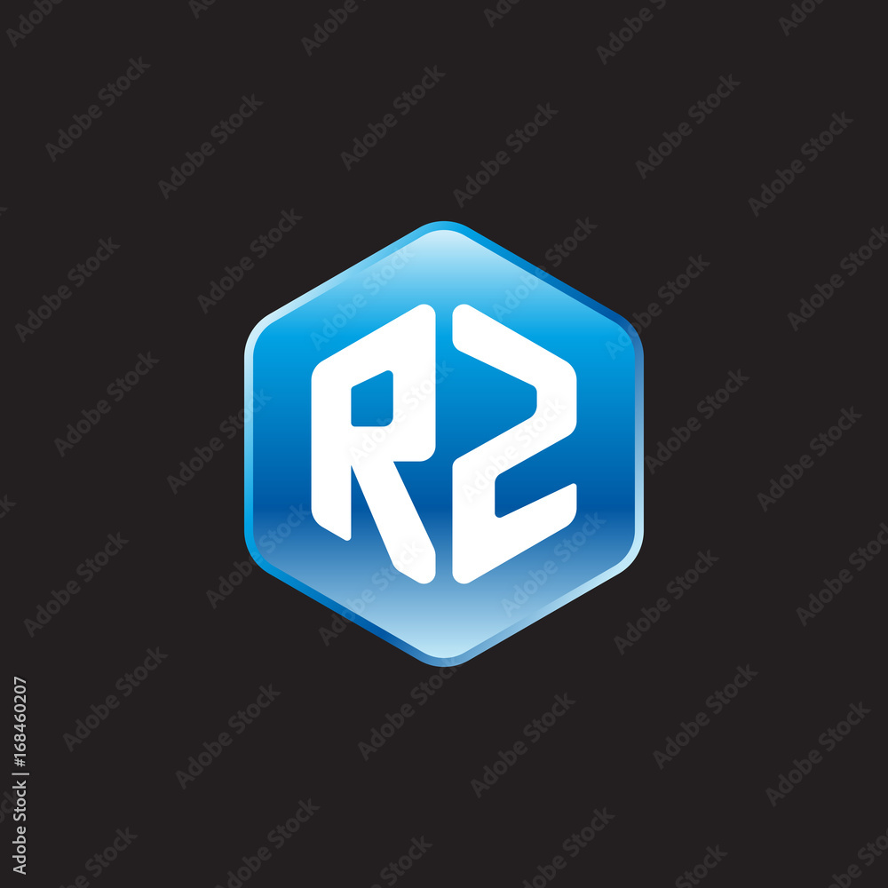 Initial letter RZ, modern glossy hexagon logo, gradient blue color on black background
Initial letter RZ, modern glossy hexagon logo, gradient blue color on black background