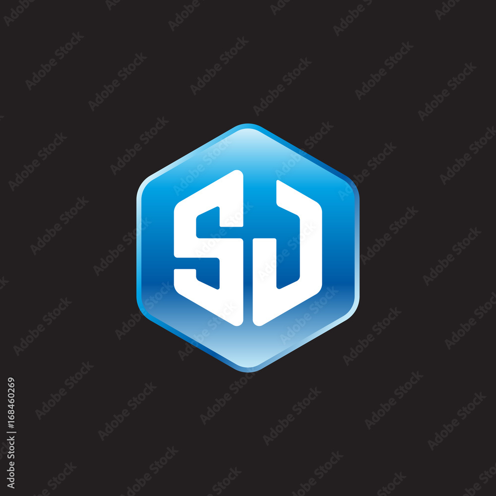 Initial letter SJ, modern glossy hexagon logo, gradient blue color on black background
Initial letter SJ, modern glossy hexagon logo, gradient blue color on black background