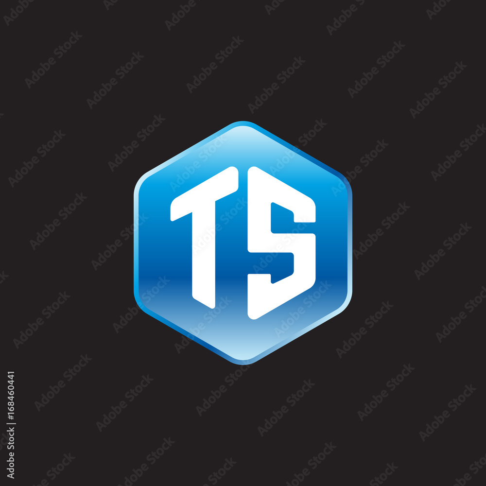 Initial letter TS, modern glossy hexagon logo, gradient blue color on black background
Initial letter TS, modern glossy hexagon logo, gradient blue color on black background