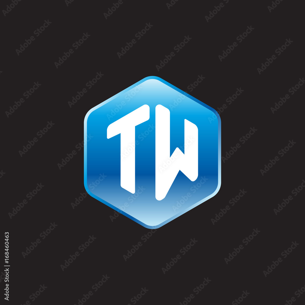 Initial letter TW, modern glossy hexagon logo, gradient blue color on black background
Initial letter TW, modern glossy hexagon logo, gradient blue color on black background