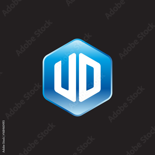 Free Download Initial letter UD, modern glossy hexagon logo, gradient blue color on black background	
 
 - GFXLoad