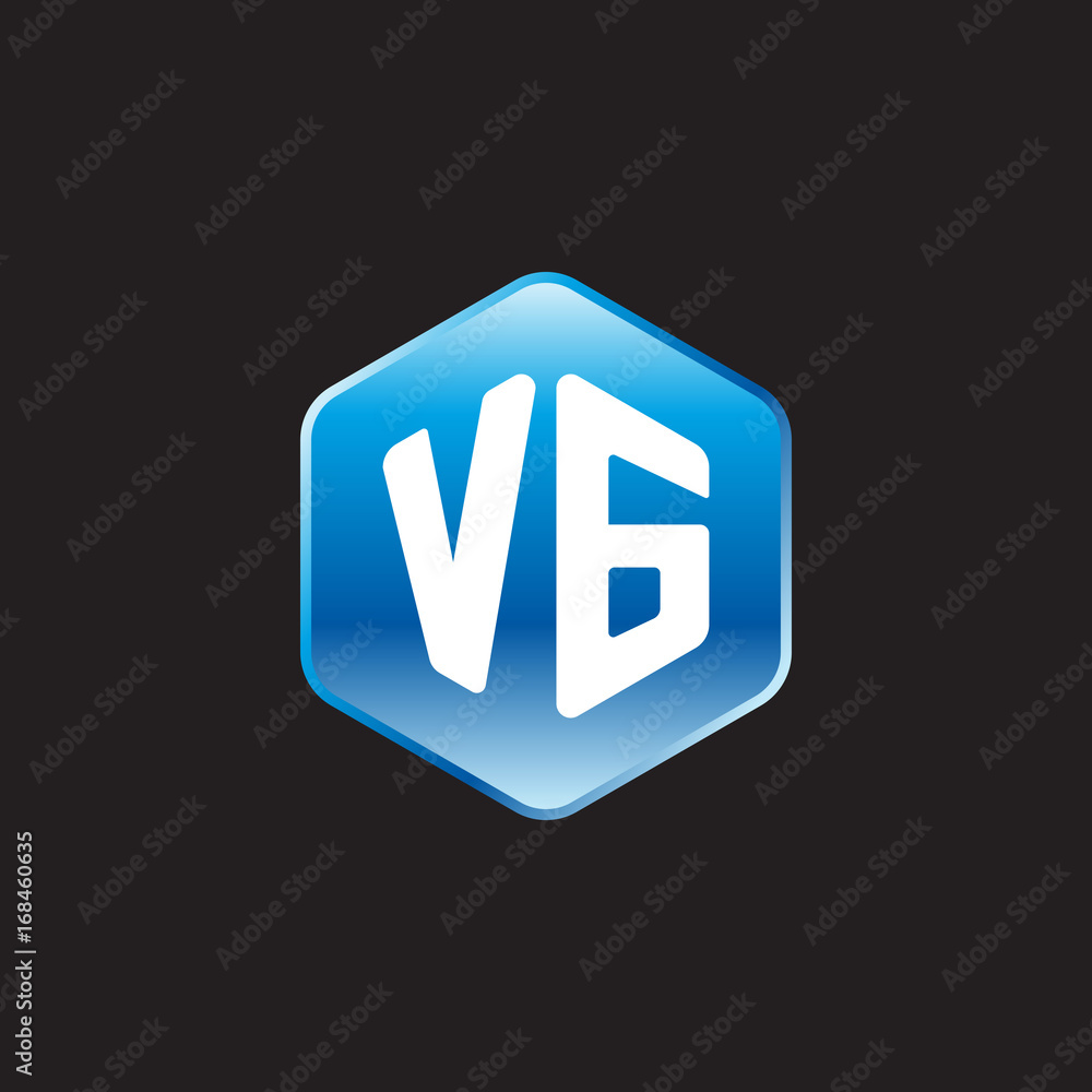 Initial letter VG, modern glossy hexagon logo, gradient blue color on black background
Initial letter VG, modern glossy hexagon logo, gradient blue color on black background