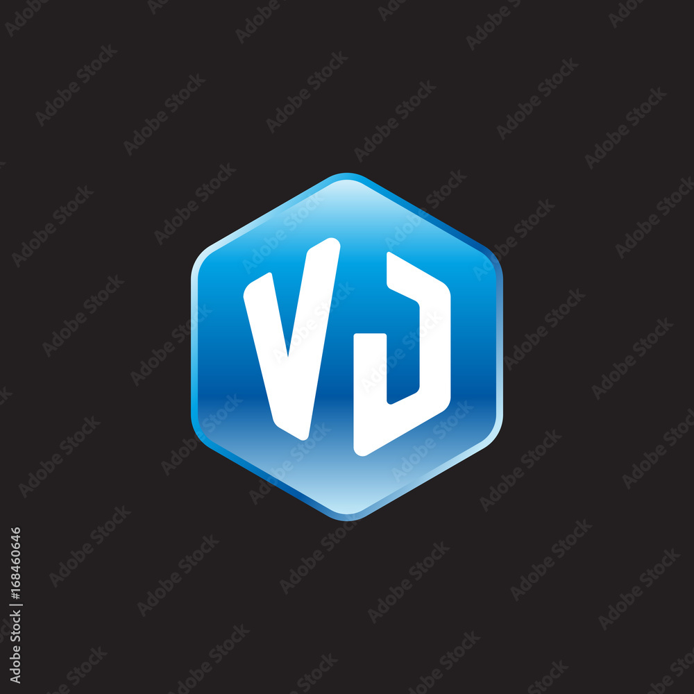 Initial letter VJ, modern glossy hexagon logo, gradient blue color on black background
Initial letter VJ, modern glossy hexagon logo, gradient blue color on black background
