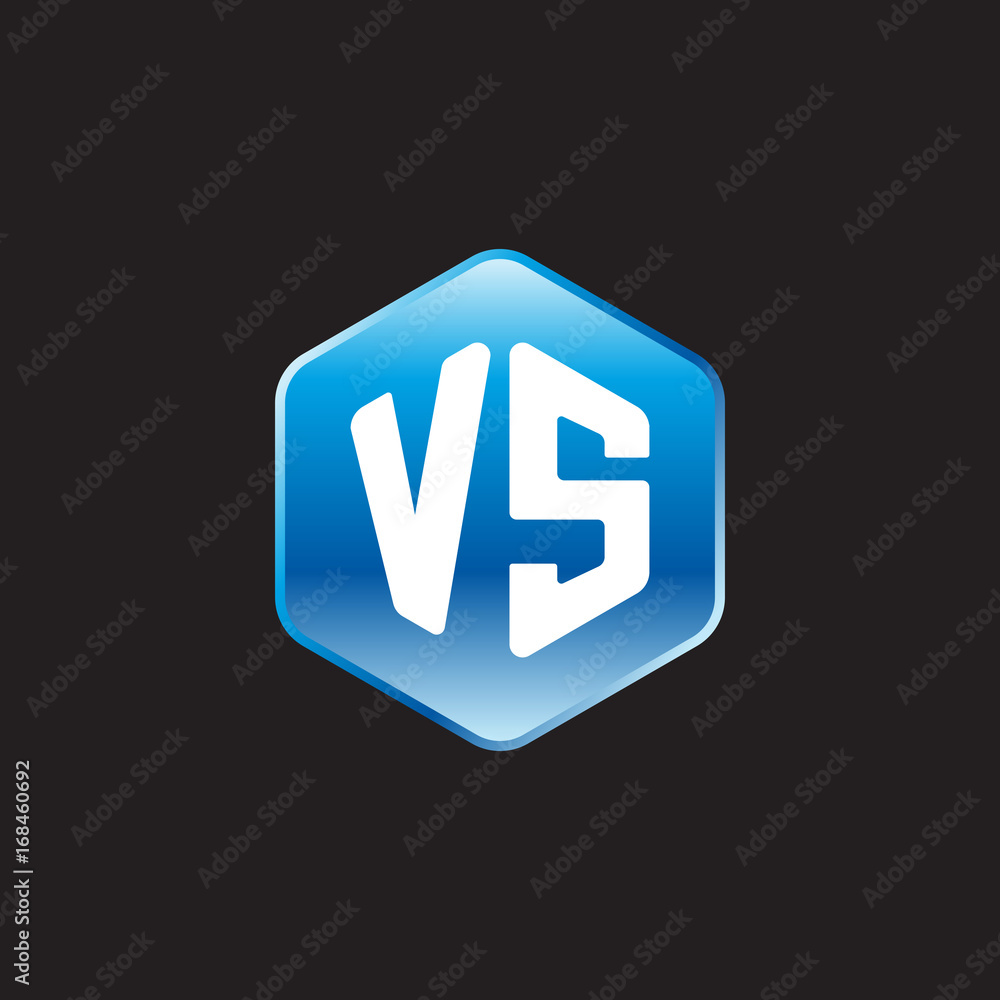 Initial letter VS, modern glossy hexagon logo, gradient blue color on black background
Initial letter VS, modern glossy hexagon logo, gradient blue color on black background