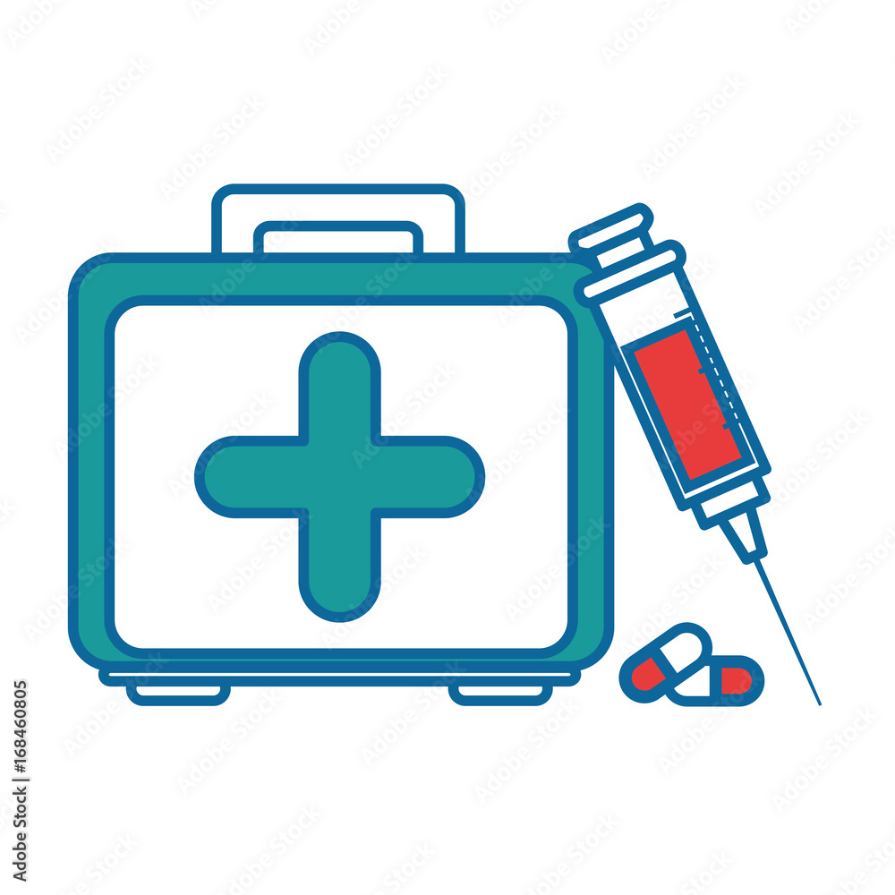 Obraz premium first aid kit icon over white background vector illustration