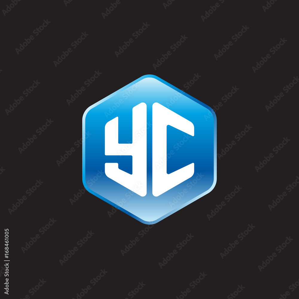 Initial letter YC, modern glossy hexagon logo, gradient blue color on black background
Initial letter YC, modern glossy hexagon logo, gradient blue color on black background