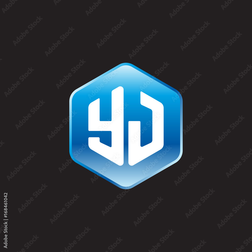Initial letter YJ, modern glossy hexagon logo, gradient blue color on black background
Initial letter YJ, modern glossy hexagon logo, gradient blue color on black background
