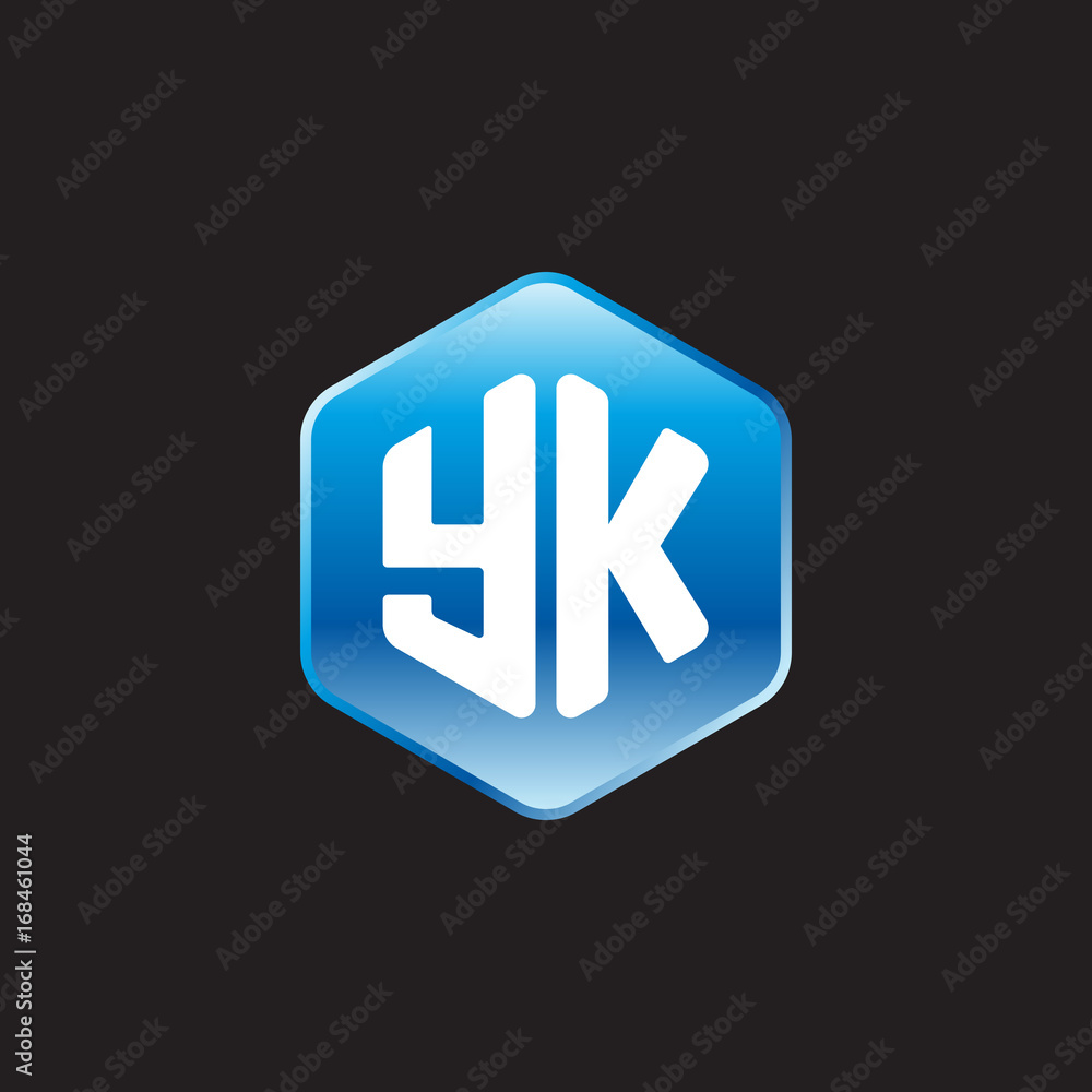Initial letter YK, modern glossy hexagon logo, gradient blue color on black background
Initial letter YK, modern glossy hexagon logo, gradient blue color on black background