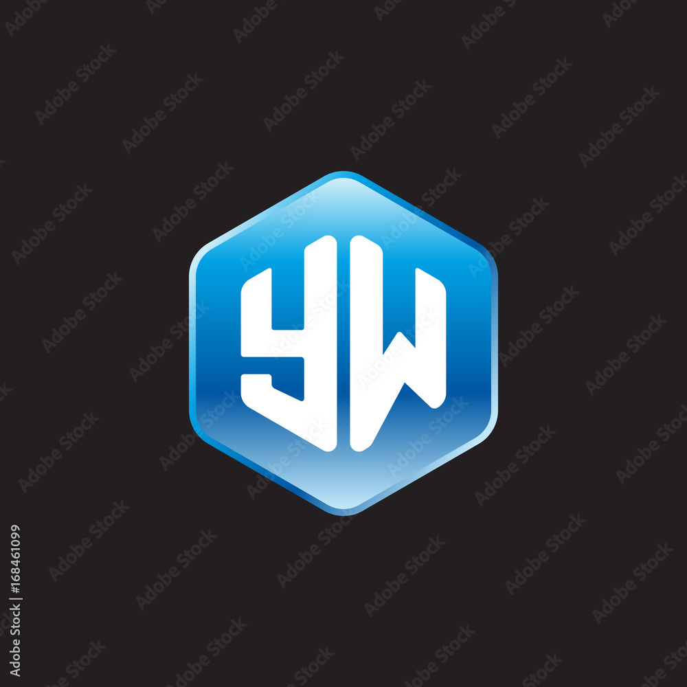 Initial letter YW, modern glossy hexagon logo, gradient blue color on black background
Initial letter YW, modern glossy hexagon logo, gradient blue color on black background