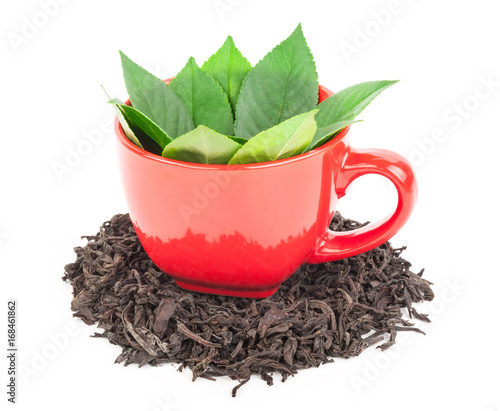 Red Cup with tea leaves