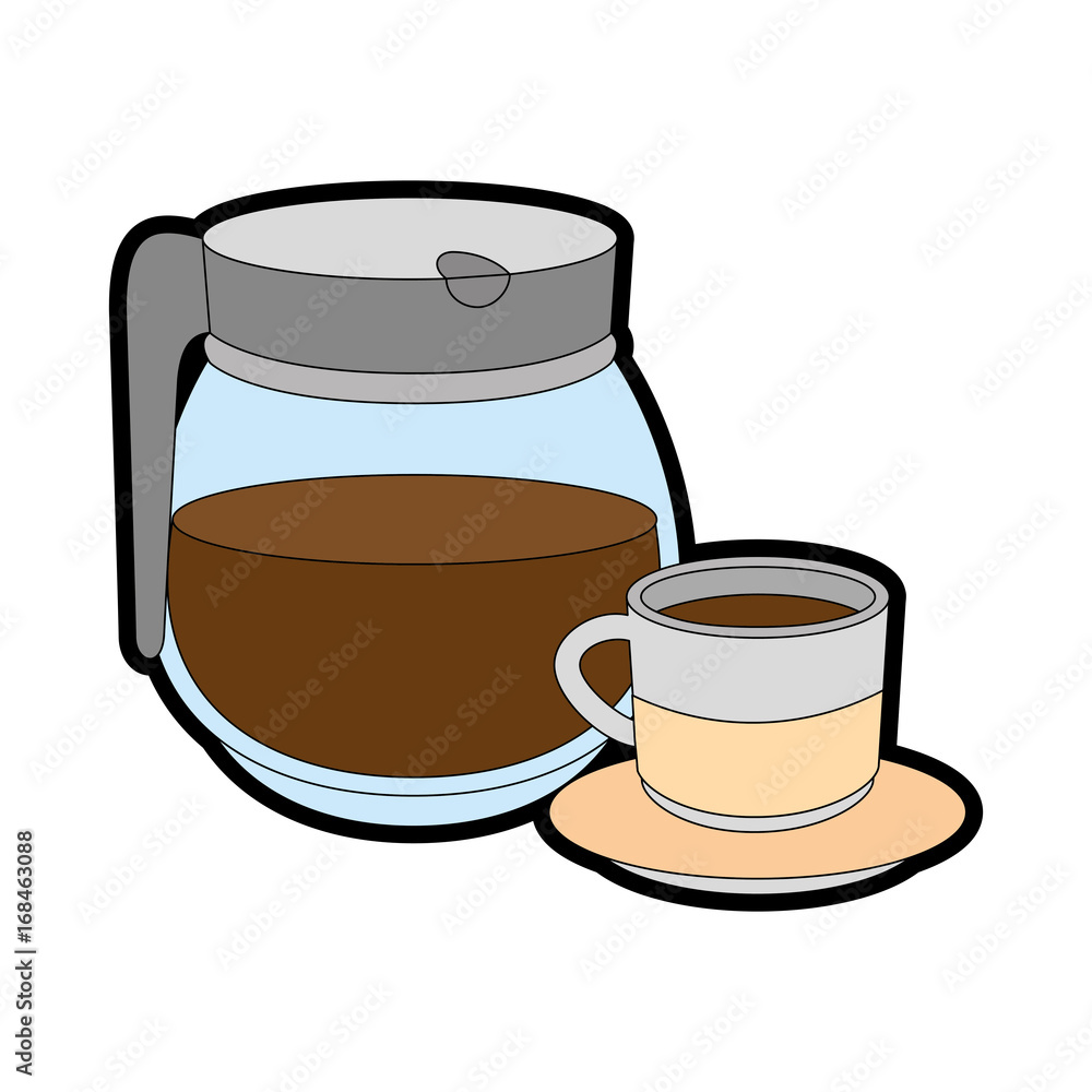 coffee mug and pot icon over white background vector illustration coffee mug and pot icon over white background vector illustration