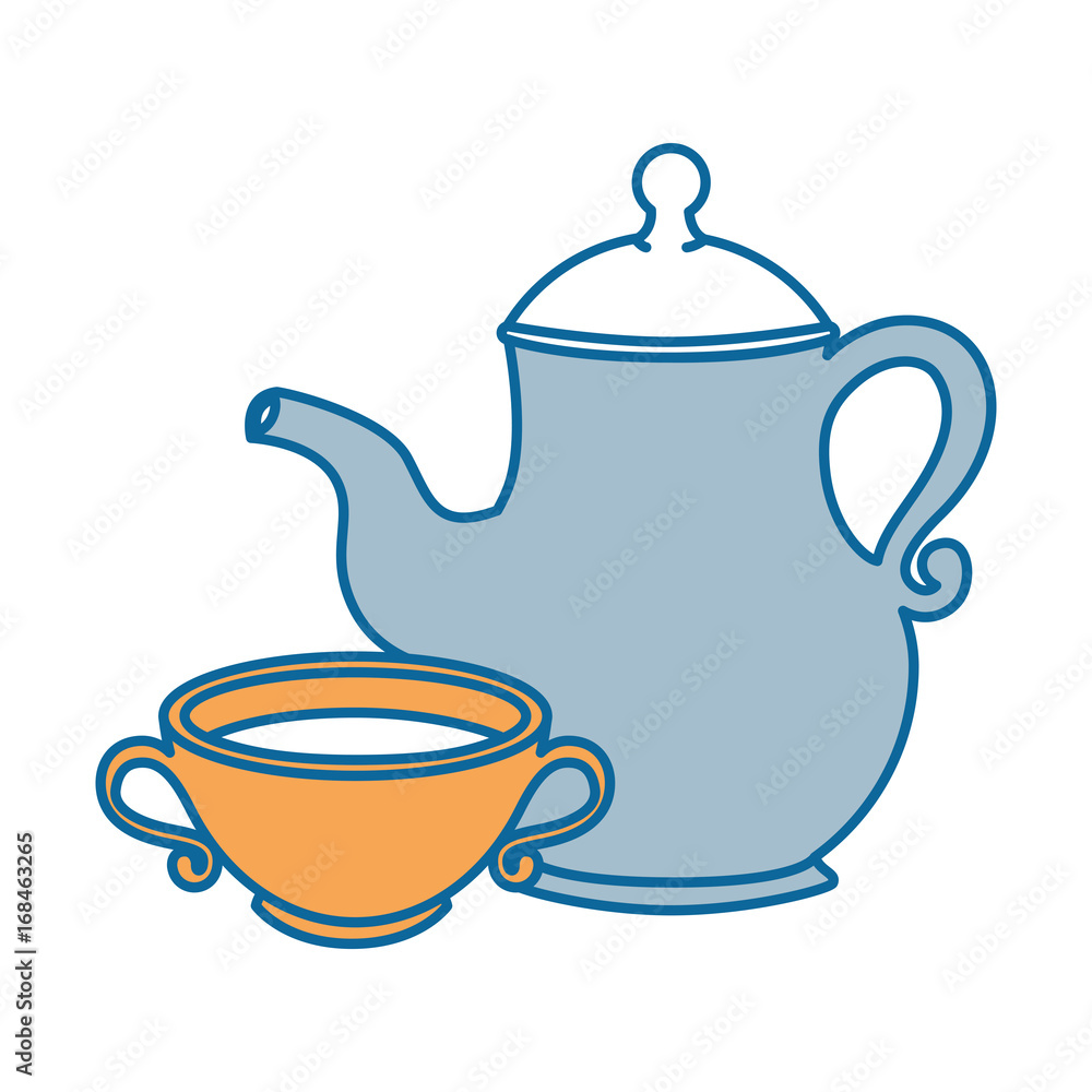 coffee mug and pot icon over white background vector illustration coffee mug and pot icon over white background vector illustration