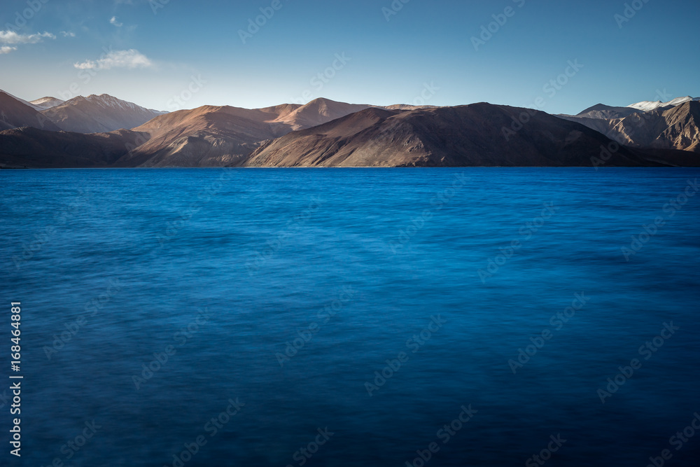 Deep blue water of Pangong lake, Ladakh, India