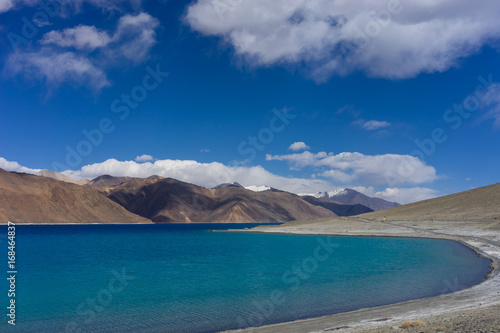 Shore of Pangong lake on a clear day  Ladakh  India