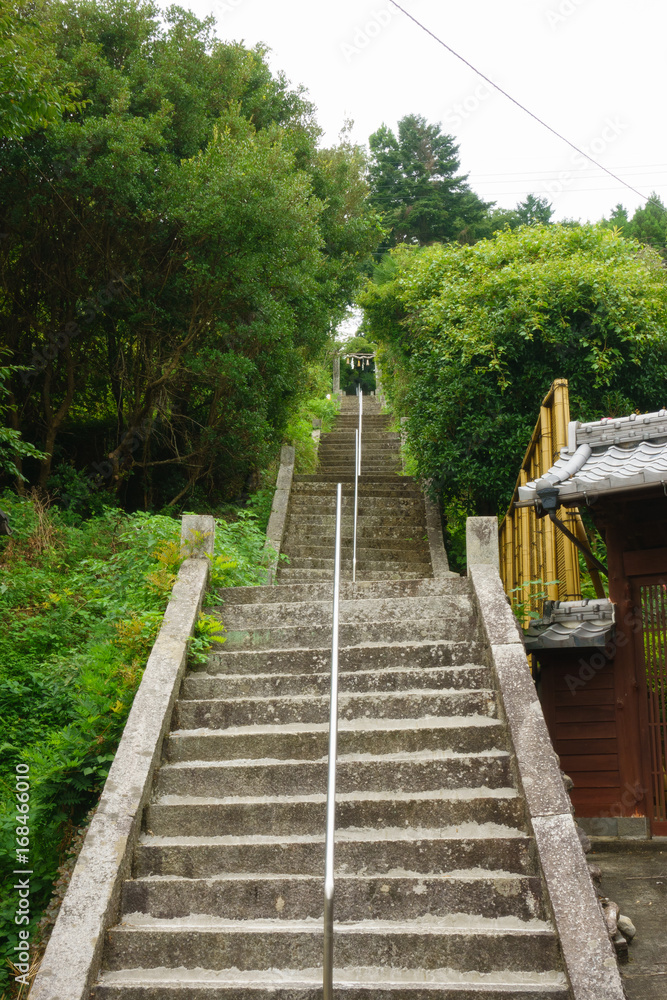 Old long stone steps at Uchiko town in Ehime, Japan