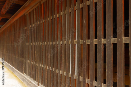 Japanese old wooden lattice called  Koshi  in Japanese at Uchiko cho in Ehime  Japan