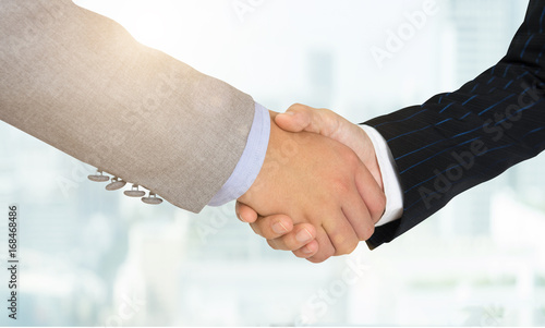 Business People Handshake Greeting ,Dealing, Merger and Acquisition, Congrats Concept.