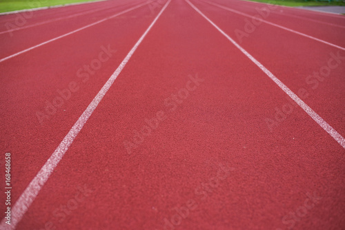 Red running track in stadium,Plastic track in the playground