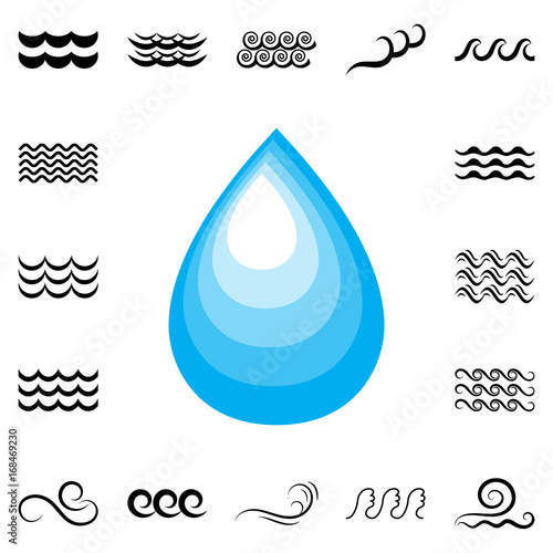 Blue drop vector icon