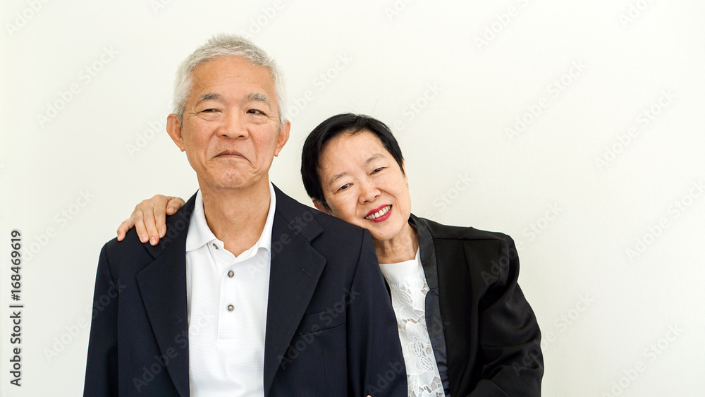 Happy Asian senior couple. Success in business and life, togher forever Happy Asian senior couple. Success in business and life, togher forever