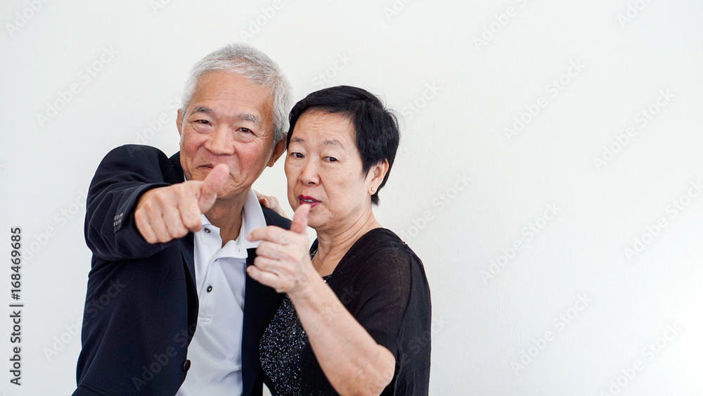 Happy Asian senior couple. Success in business and life, togher forever Happy Asian senior couple. Success in business and life, togher forever