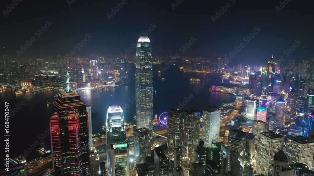 Hong Kong Aerial view Victoria peak night Hong Kong Aerial view Victoria peak night