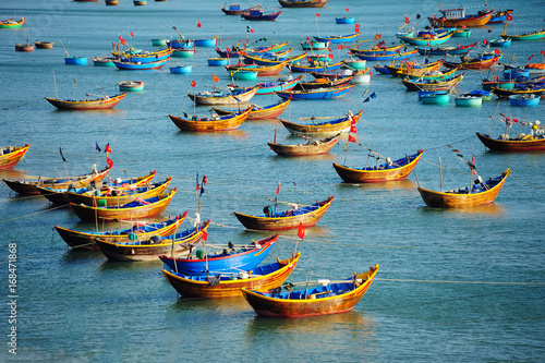 Fishing village harbor scenery in Mui Ne