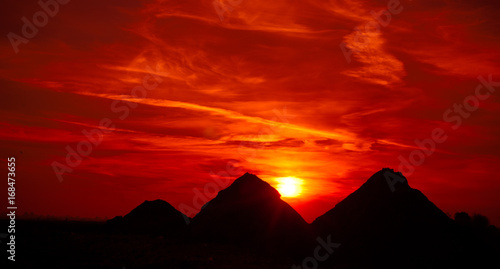 Sunset on pyramids