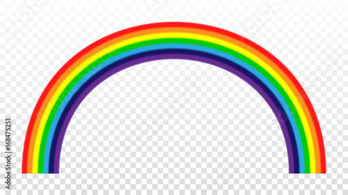 Rainbow icon. Shape arch cartoon isolated on white transparent background. Colorful light and bright design element. Symbol of rain, sky, clear, nature. Flat simple style Vector illustration