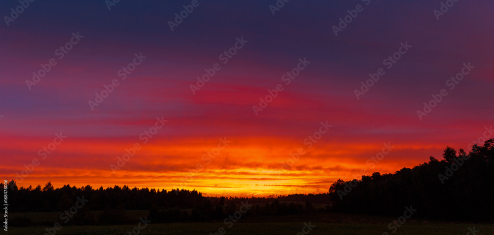 Lithuanian landscape. Sunset