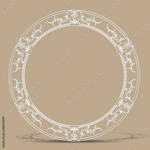 carved vintage frame made of paper with shadow