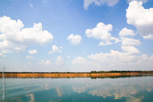The high shore of a lake of sand
