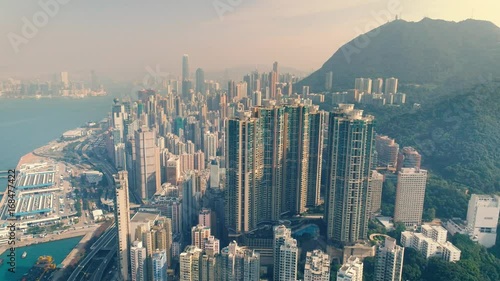 Hong Kong centre Victoria peak view Aerial photo