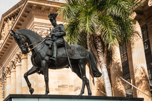 bronze statue of King George V in front of Brisbane City Hall, Queensland, Australia