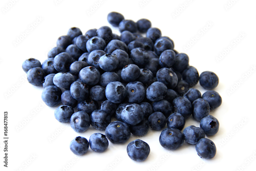 Fresh blueberry berries on white background