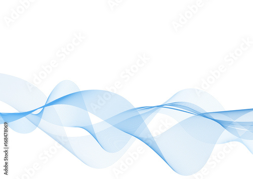 Blue wave vector background for business presentation, Brochure or flyer design. Blue smoke on white background. Vector illustration