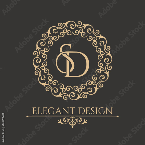 Monogram from intertwining letters SD