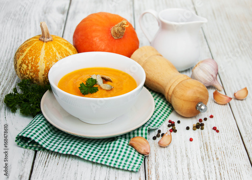 Pumpkin soup with fresh pumpkins