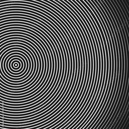 Abstract concentric circles texture in black and white colors  background pattern in modern style.