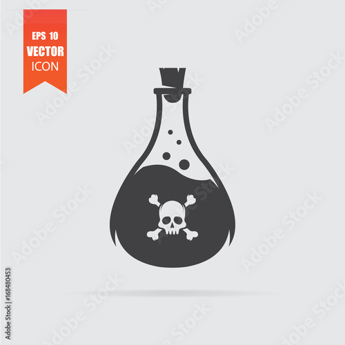 Poison icon in flat style isolated on grey background.