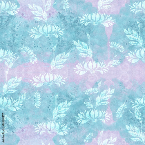 Flowers and leaves. Floral motifs. Seamless pattern. Decorative composition. Use printed materials, signs, items, websites, maps, posters, postcards, packaging.