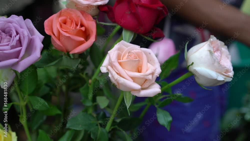 Flowers was prepared to sell in front of the flower shop Flowers was prepared to sell in front of the flower shop