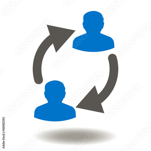 Staff Job Rotation Vector Icon. People Circular Arrows Illustration. Teamwork Human Resources (HR) Logo.