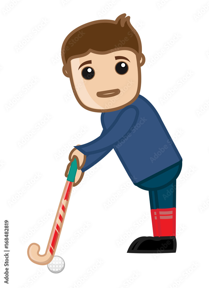 Hockey Player Trying to Hit the Ball Hockey Player Trying to Hit the Ball