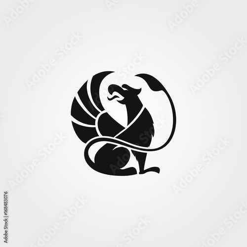 Vector logotype griffin in circle