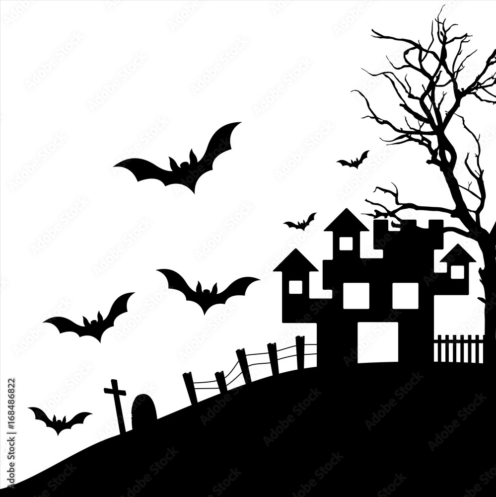 Halloween House Bats Background