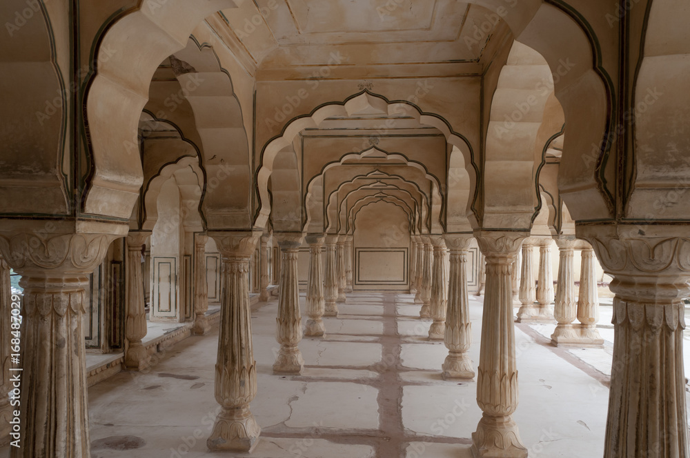 Colonnades in Public Audience Hall, Amber fort, India