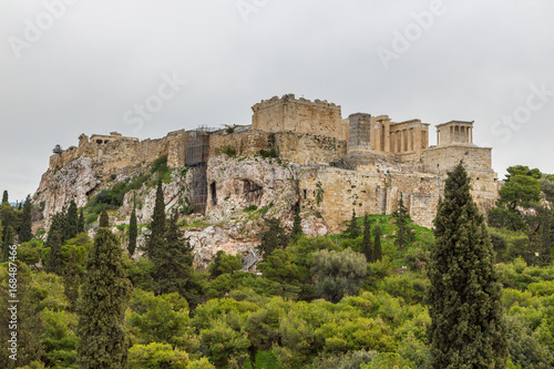 Acropolis of Athens, citadel with palaces and temples on a high hill, Greece.